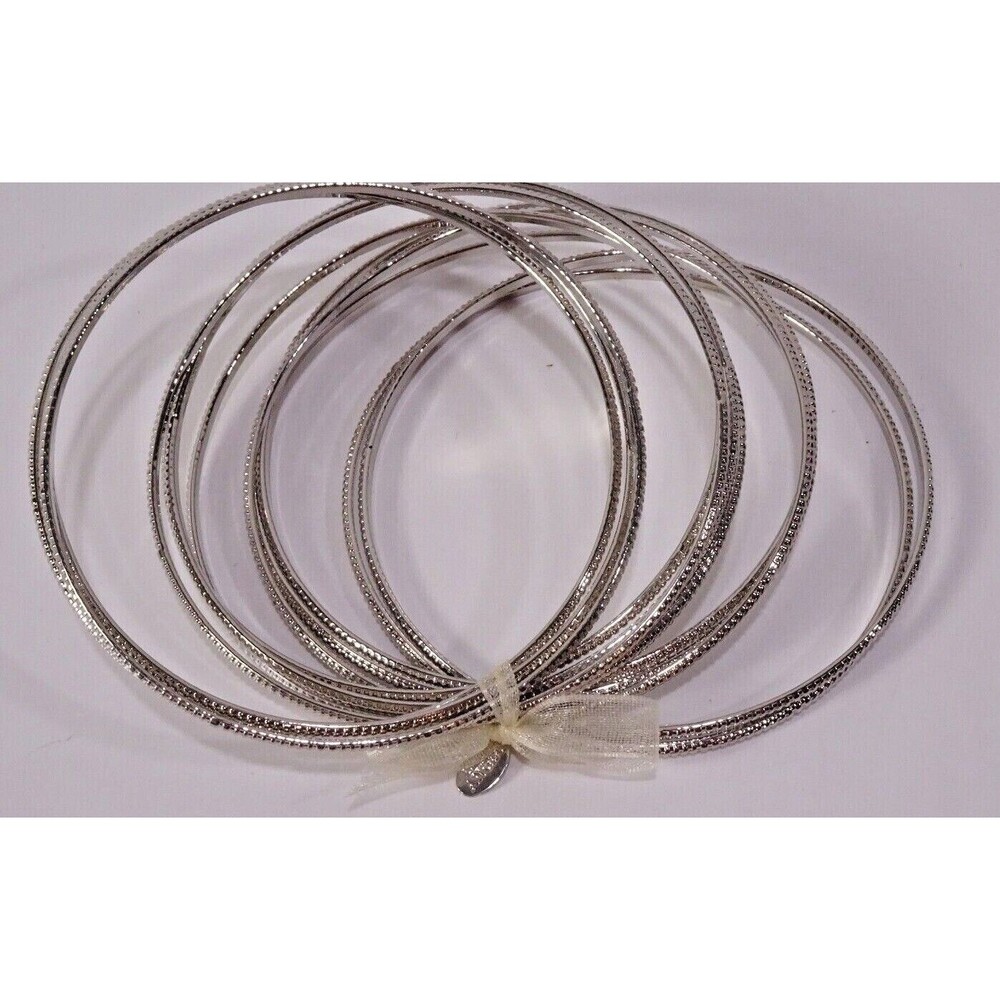 Lee Angel Valerie Silver thin Multi Stackable bangle Set of 12 Bracelet NWT 110